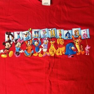 Vintage 90s Disney Disneyland Red Youth Kids Tee t-shirt size Medium NWOT